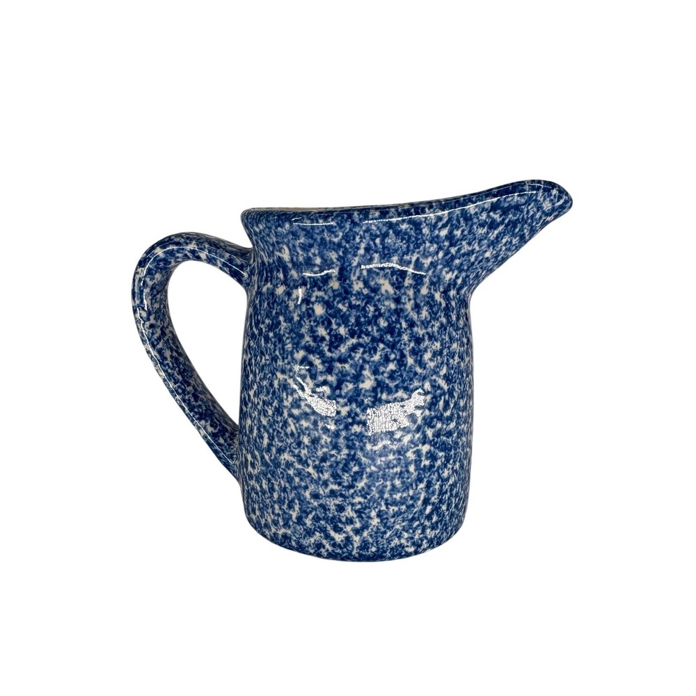 Vintage Blue Speckled Spongewear Goose Duck Pottery Set 5pc Country Farmhouse - Picture 10 of 15